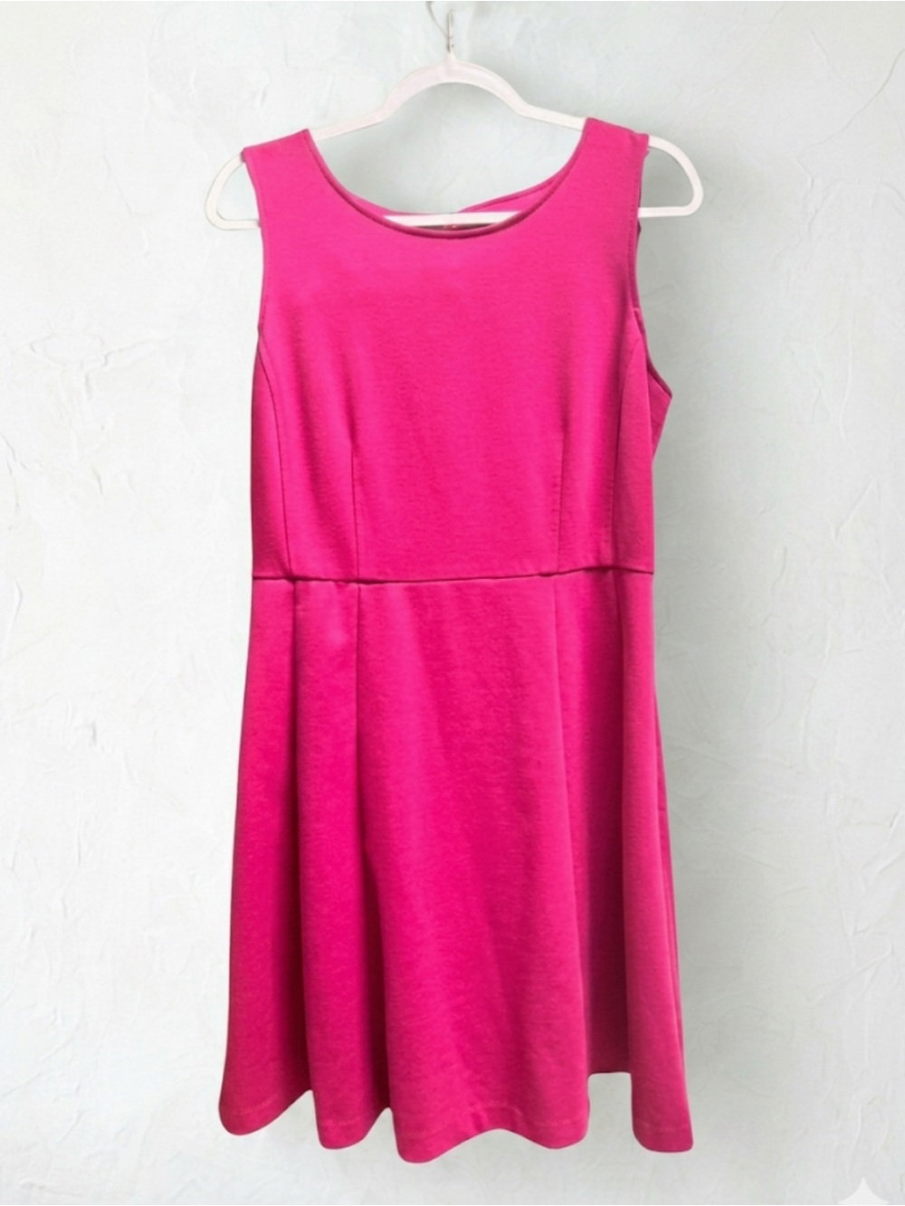 212 Collection Fuchsia Pink Ponte Knit Fit Flare Skater Dress M EUC